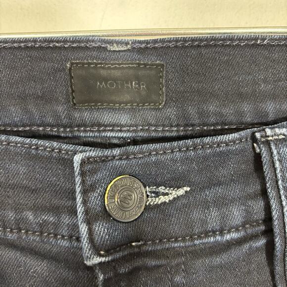 MOTHER The Stunner Zip Two Step Ankle Fray Holding Hands 28 Jeans Dark High Rise - Picture 9 of 11